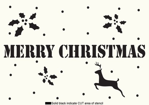 Xmas Rendeer Merry Christmas Snow Stencil  For Cardmaking and Painting CH19 - Picture 6 of 16