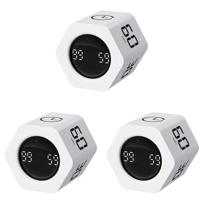 Produktivitätswürfel Timer Schwerkraftsensor Flip 5 voreingestellte Zeit digitale Zeitschaltuhr (weiß)