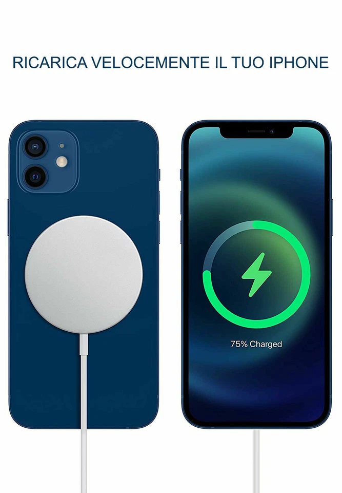ALIMENTATORE PER APPLE USB-C 20W CARICABATTERIA MAG SAFE PER IPHONE 12 PRO MINI - Immagine 2 di 4
