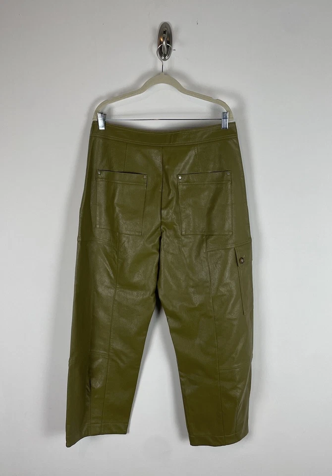 Pantalones de cuero veganos by Anthropologie talla 12 verde paracaídas tiro alto suaves Foto 3 de 4