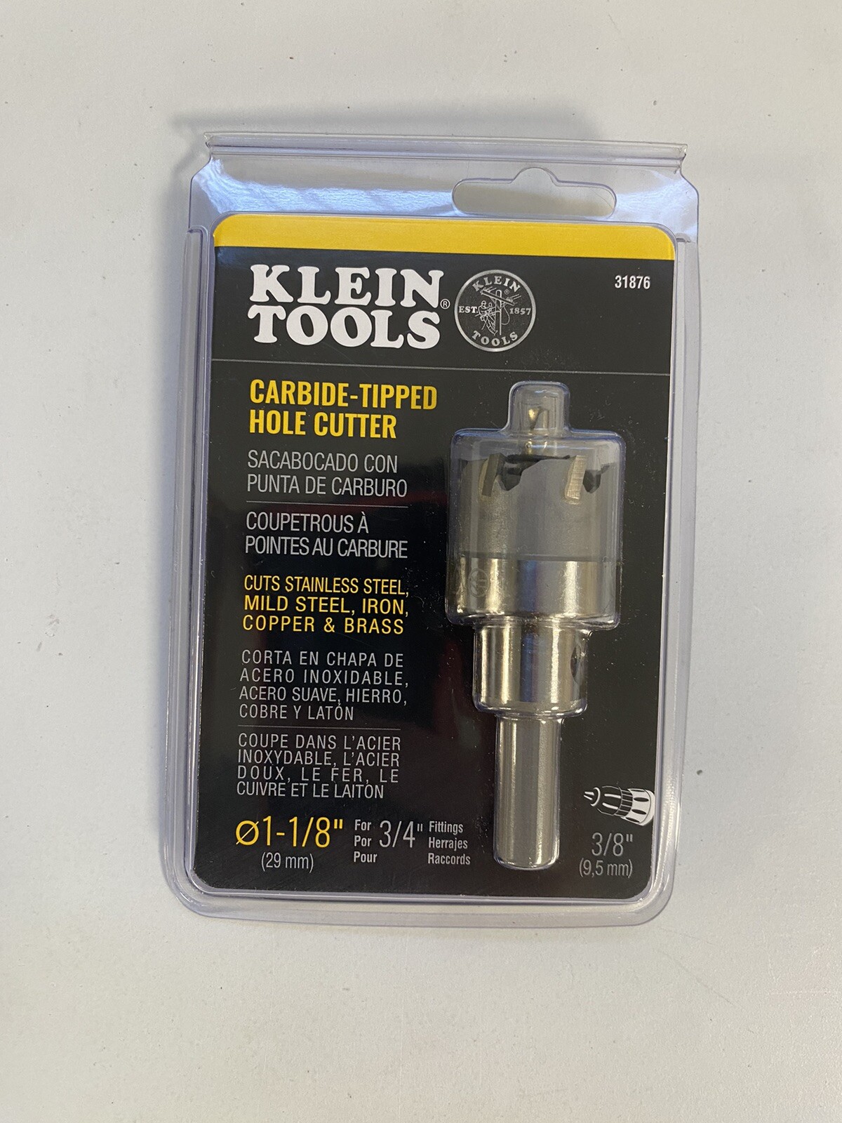 Klein Tools 31876 Carbide-Tipped Hole Cutter  1-1/8 Inch