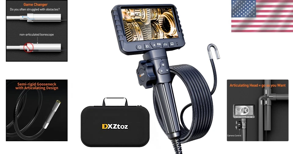 Cámara de inspección impermeable 1080P de alta definición - Boroscopio articulado de 10 pies Foto 2 de 4