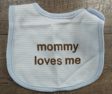 Baby Boy Nwot Blue Striped Mommy Love Me One Size Baby Bib