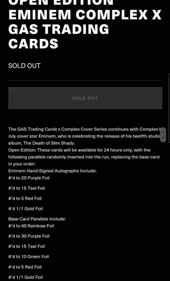 Eminem Slim Shady x Complex x Gas Trading Card Unopened Pack / Box 🔥AUTO CHANCE - image 3 of 4