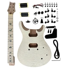 Unfinished DIY Electric Guitar Kit Pr1s-2 Flame Maple Top Water Ripple FREE SHIP