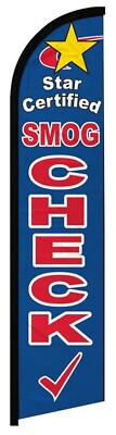 Star Certified Smog Check Blue 2.5'x11.5' Super-Knit Poly Windless Banner Flag