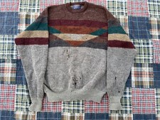 Rare Vintage Distressed Pendleton Pull Over 100 Virgin Wool Sweater Men s Sz L