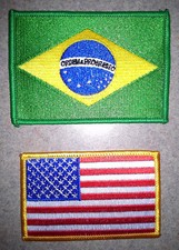 NEW! United States US or Brazil Brazilian Flag Patch - Brasil Jiu Jitsu MMA UFC