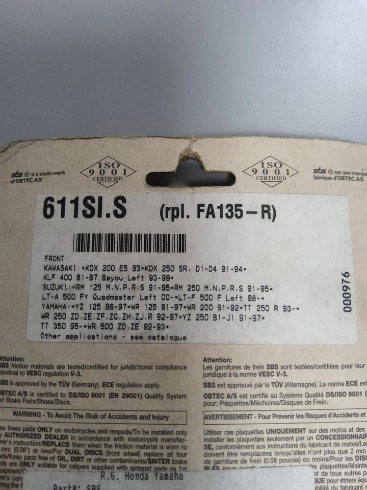 Pastillas de freno sinterizadas SBS SI - 611SI Foto 3 de 4