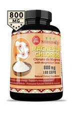 Cloruro de Magnesio Magnesium Chloride 800mg 100 Capsules high Absorption