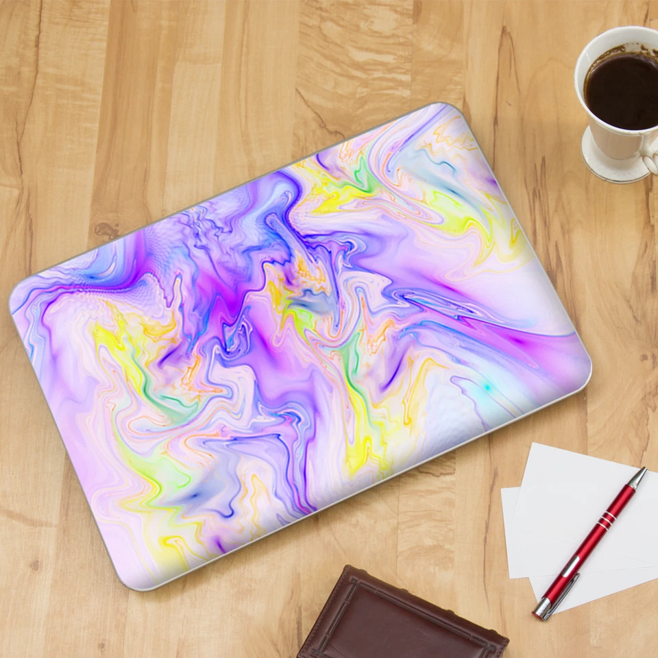 Envoltura de revestimiento universal para computadora portátil de 13 pulgadas - resina de mármol pastel rosa púrpura mezcla Foto 4 de 4