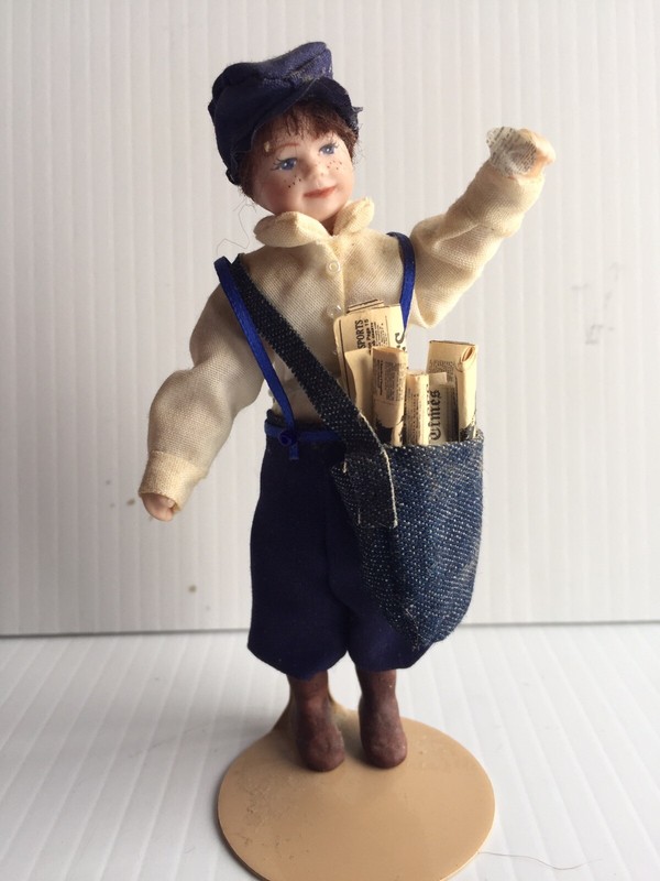 Newspaper Boy Doll Figurine