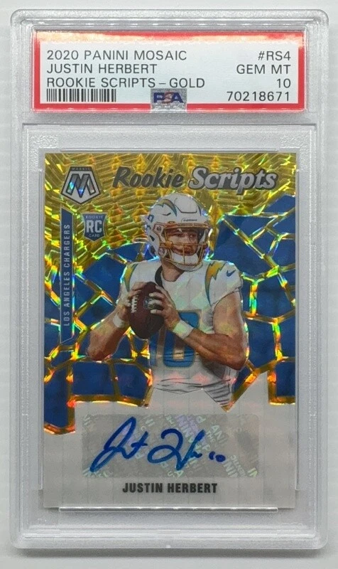 Justin Herbert Panini Mosaic Rookie Scripts #RS4 Gold