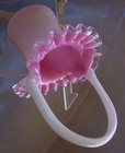 FENTON"MINIATURE"MINT&PERF~1940s~5"HAT"BASKET"PEACH(PINK)CREST"VINTAGE~GLASS — photo 7