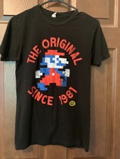 Super Mario T Shirt Adult Small Black Digital The Original 1981 Logo Nintendo