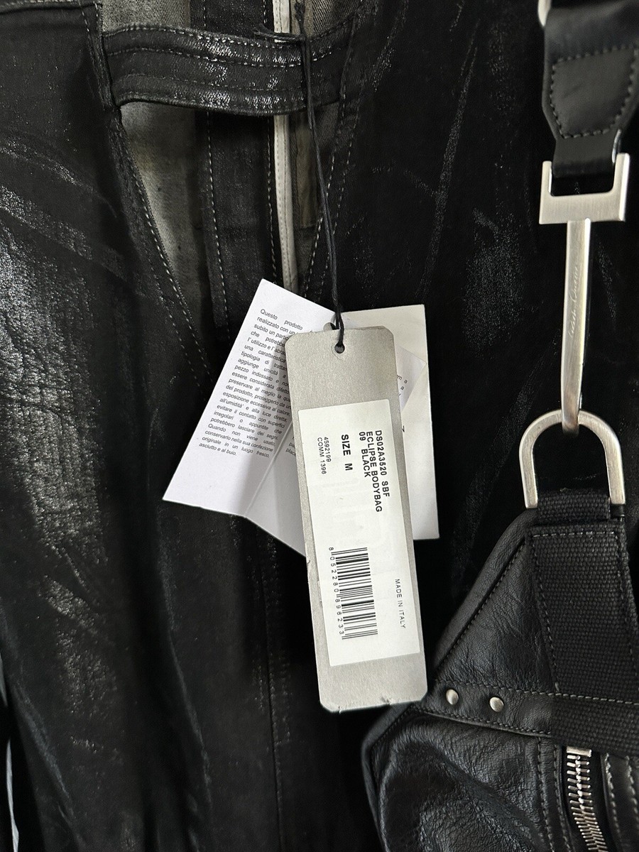 Rick Owens DRKSHDW Eclipse Black Coated Denim Cargo Jumpsuit