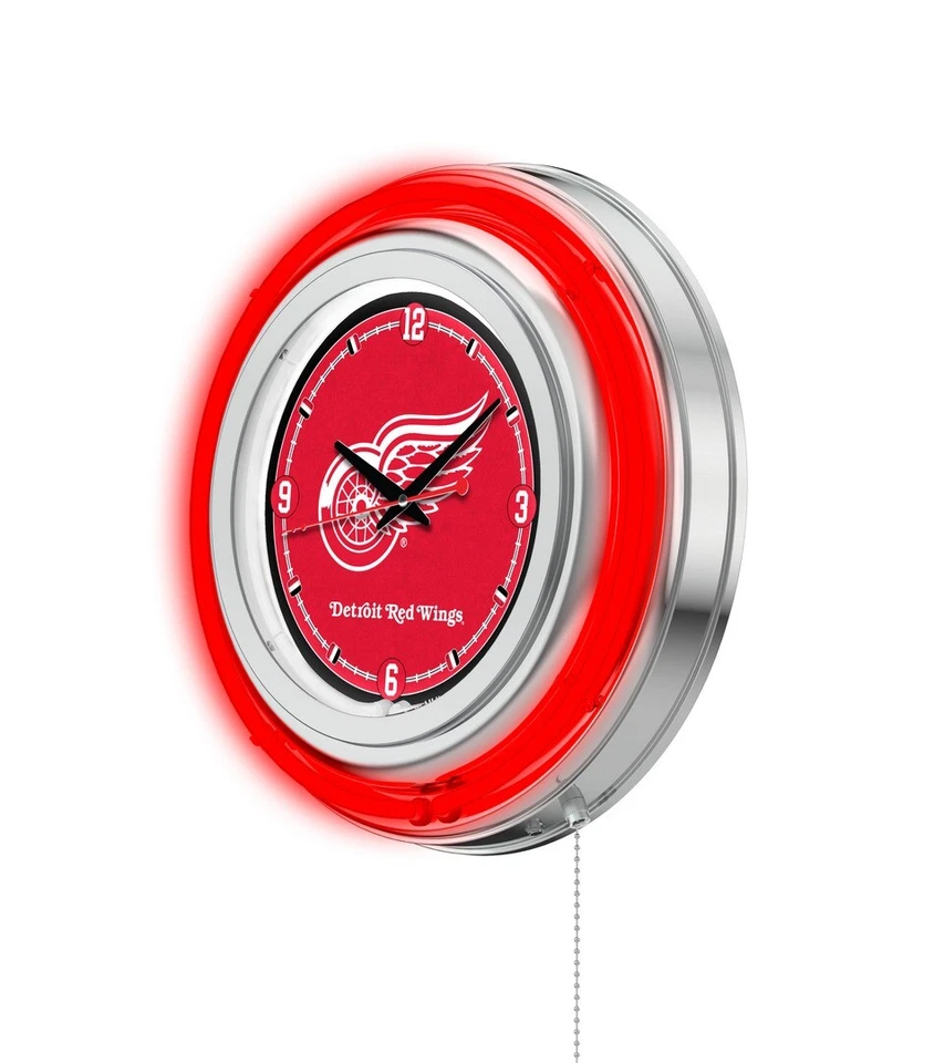 Detroit Red Wings Clock w/ Double Neon Ring - Image 2 of 4