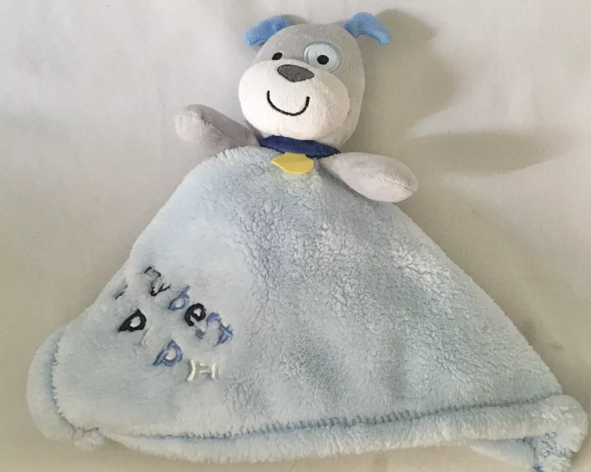 BABY GEAR Plush My Best Pup Security Blanket Lovey Blue & Gray Paw Prints  Bone