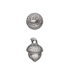 Charm, 2 Antiqued Pewter Fall 12x11mm 3D ACORN Charms Very Detailed