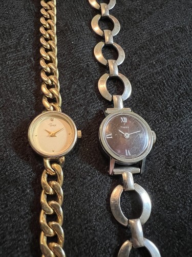Paar Vintage Timex Uhren Damen Edelstahl goldfarben brauchen Batterie - Bild 8 von 12