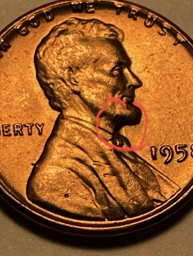 Strike Through Error 1958 P Lincoln Wheat Cent- BU Cent From Acid Free Bank Bag