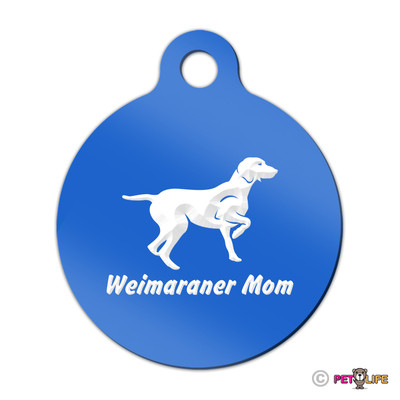 Weimaraner Mom Engraved Keychain Round Tag w/tab v2 weim Many Colors