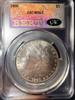 1900 Morgan Silver Dollar CAC MS63 — Natural Toning, Philadelphia Mint - BERT