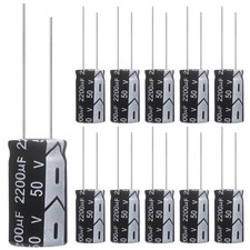 2200uF 50V 16x30mm Electrolytic Capacitor 2200 UF 0.63x1.18in Aluminum Pack 10