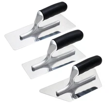 Venetian Plaster Finishing Trowel Set 3 PC Polished Stainless Steel with Rubber