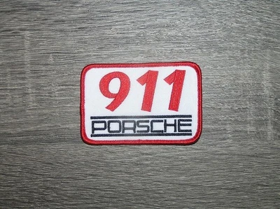 Porsche 911 Red/White/Black Retro Style Embroidered Iron On Patch 3" x 2"