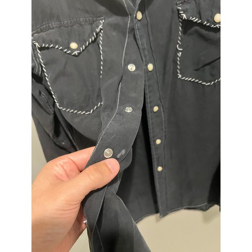 Camisa Ryan Michael Para Hombres M Negra Manga Larga Perla A Presión Seda Algodón Trabajo Occidental - Imagen 8 de 13