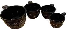 Bake Shop Spiderweb Ceramic Measuring Cup Set Of 4 Halloween Spiders Gothic