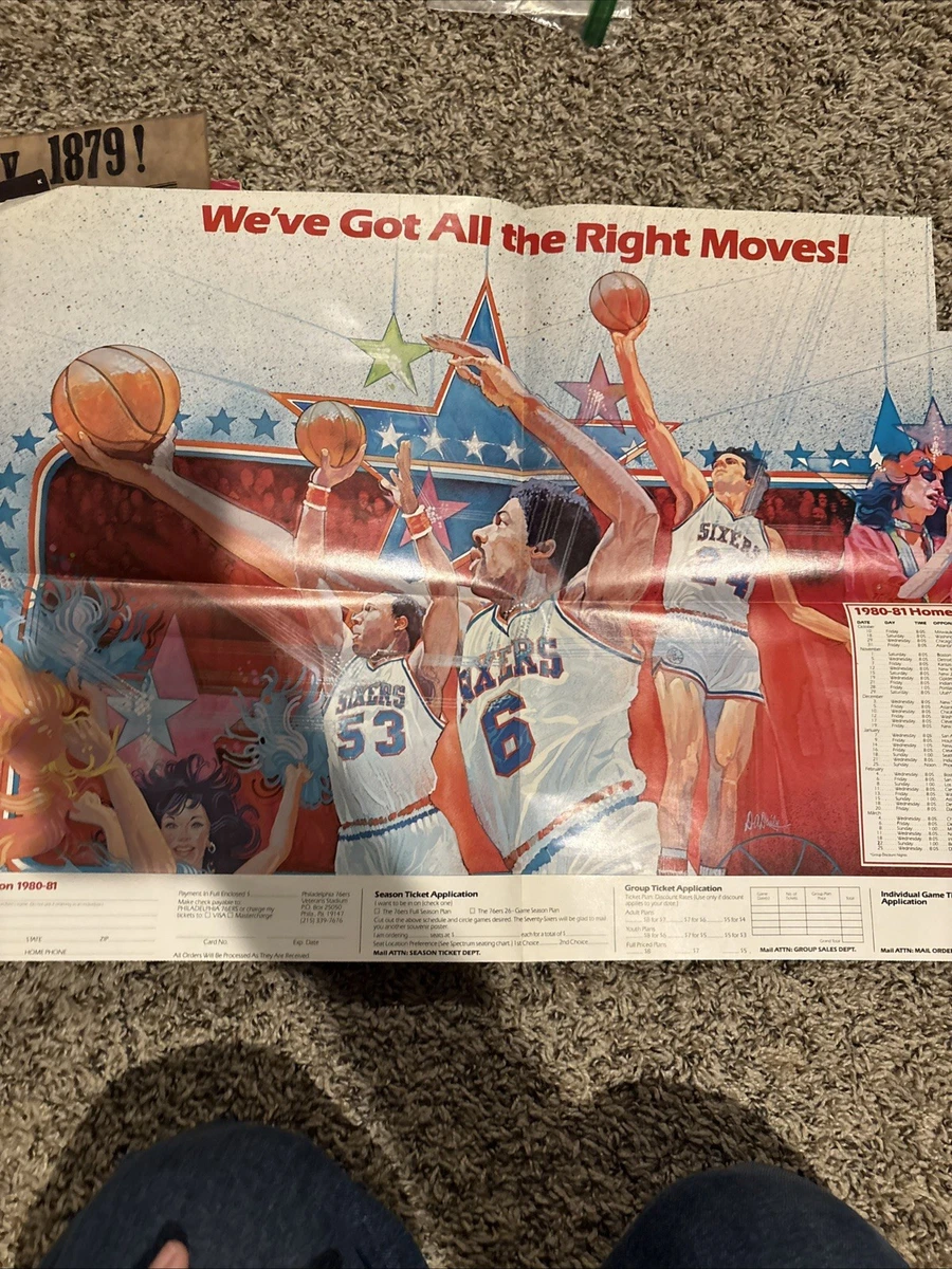 1980-81 NBA BASKETBALL PHILADELPHIA 76ERS POSTER TICKET