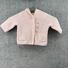 Baby Gap Baby's Long Sleeve Hooded Baby Bear Cardigan Pink Size 3-6 Months NWT