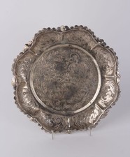 Vintage signierte orientalische Metall-Schale Handarbeit versilbert