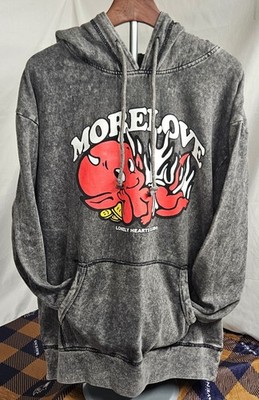 Lonely Hearts Club Grey Wash Hoodie Size XL More Love Massive Action