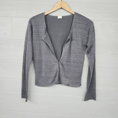 Poetry Gray Linen Blend Lightweight Cardigan Blouse Womens Size US 4 NWT