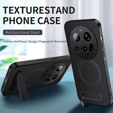 For XiaoMi 15 Ultra, Luxury Carbon Fiber Pattern Case KickStand Magnetic Cover