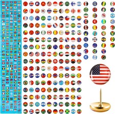 200pcs National Flag Thumb Tacks, Creative Country Push Pins with...