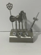 Vintage 9 Piece Stainless Steel Bar Tool Set with Stand – Corkscrew, Jigger, …