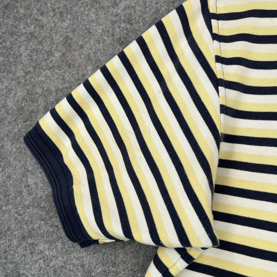 Haggar Golf Polo Shirt Mens Large Yellow Navy Stripe Cool 18 Short Sleeve - Image 4 of 4