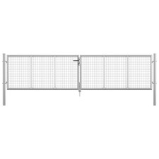 Image of Dark Green Double Mesh Fence Gate 415x200cm Steel Garden Gate Lockable