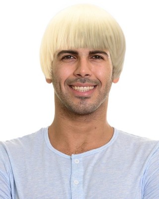 Short Mushroom Wig for Men-Synthetic 60s Bowl Cut Wigs for Anime Movie Music ...