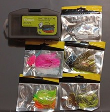 Faisox Fishing Chatterbait Kit with 5 Colorful Lures and Storage Box