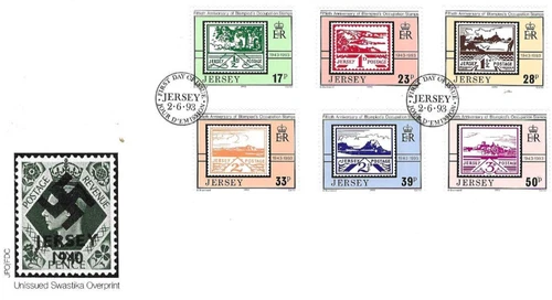 Jersey Comm/FDC - 50th Ann of Blampied's Occ Stamps  - 1993 (JES325)