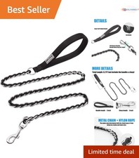 Chew Proof Metal Leash 5FT for Large Dogs Strong Anti Chew Padded Handle