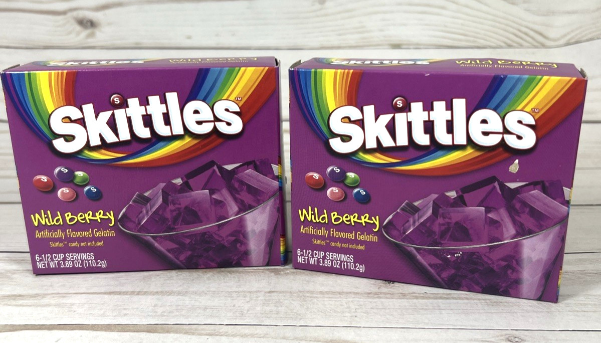 Skittles Wild Berry Flavored Jello Gelatin Dessert Mix 3.89oz (2Pk) 5/27