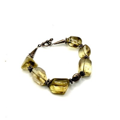 Vintage 90er Sunburst Trading Co. Citrin Sterlingsilber Marienkäfer Knebelarmband