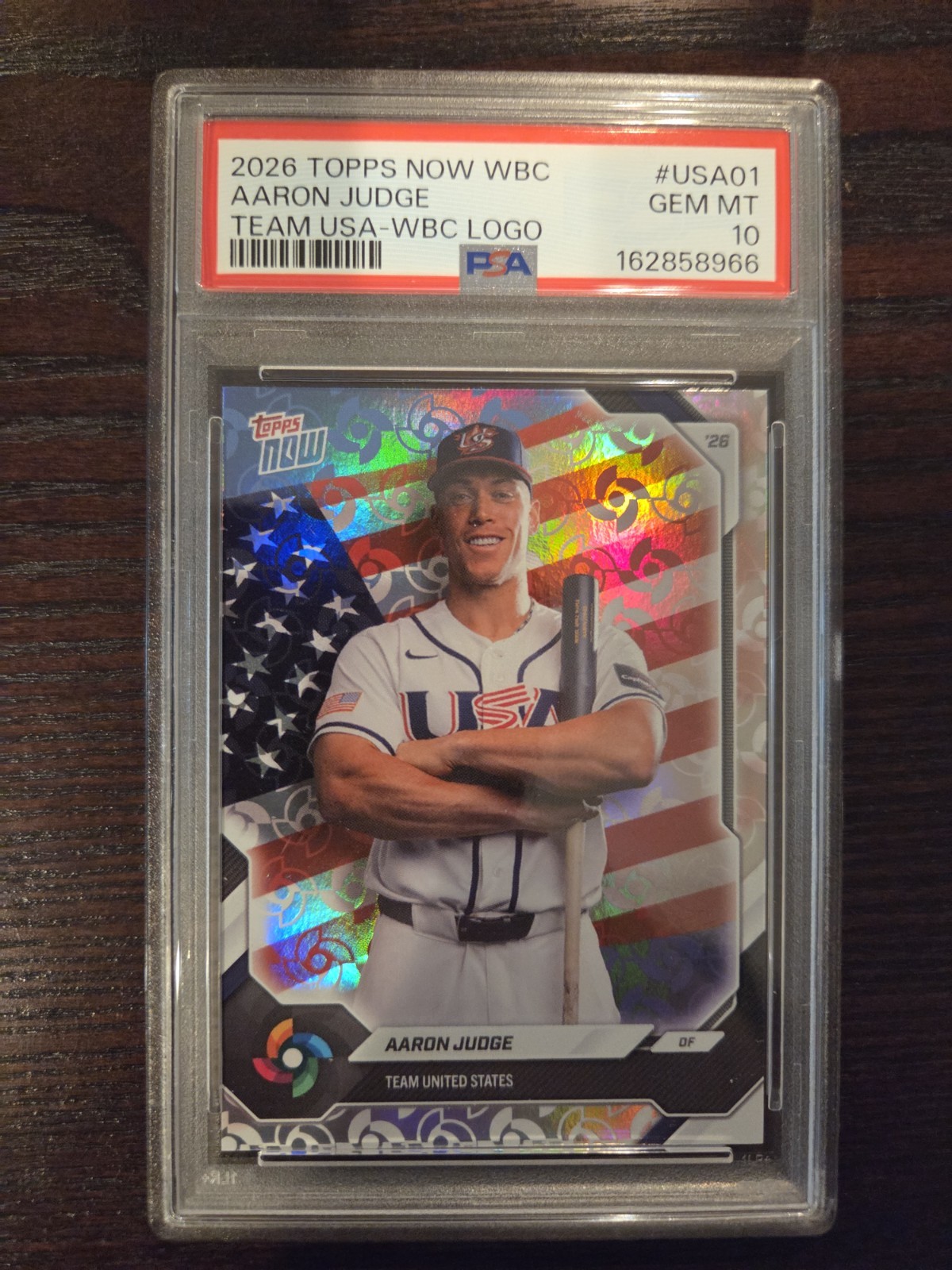Aaron Judge 2026 Topps Now WBC #USA-01 WBC Logo SP Team USA PSA 10 Gem Mint