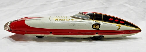 1956 Bandai NSU RECORD RACER LAND SPEED CAR~Bonneville Salt Flats~Japan Made~13"